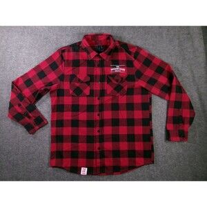 Highroller Flannel Shirt Mens L Red Black Buffalo Check Long Sleeve Button Up